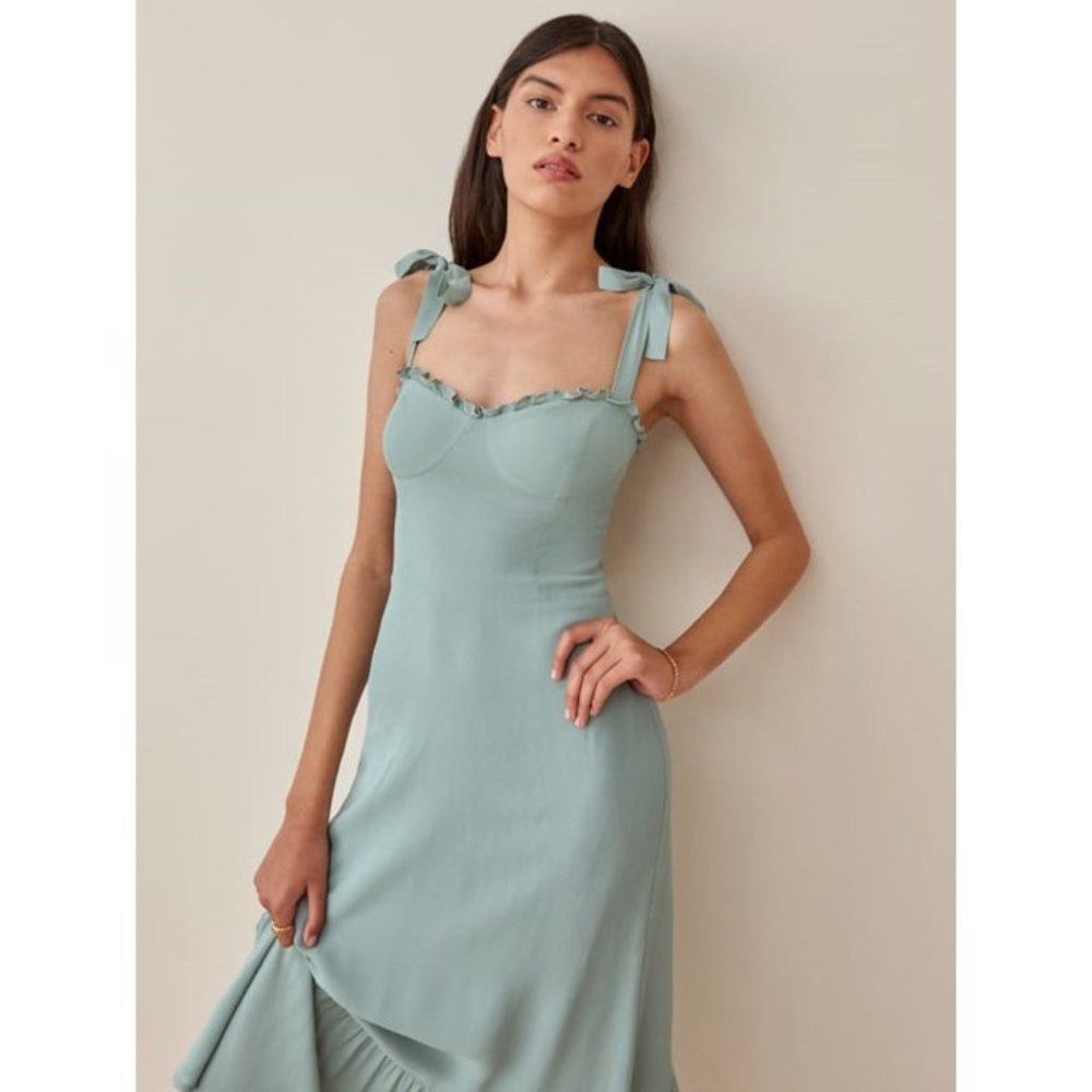 Reformation Peptites Nikita Dress in Celadon - Picture 2 of 12
